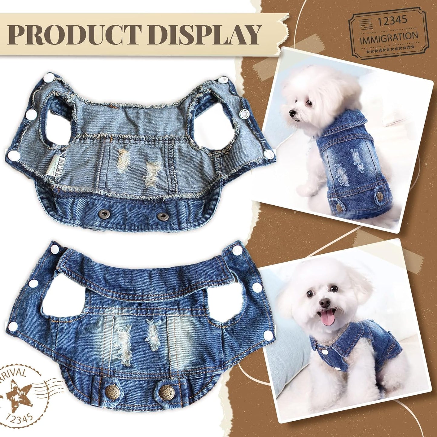 Pet Vests Dog Denim Jacket Hoodies Puppy Jacket for Small Medium Dogs