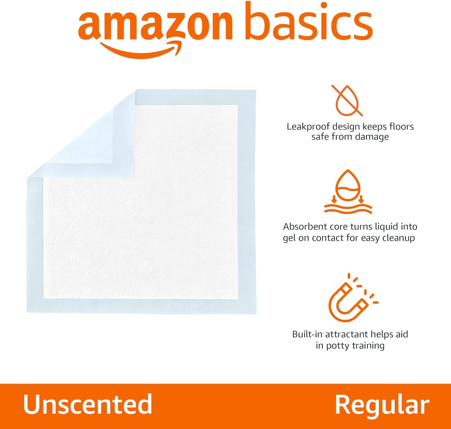 Dog and Puppy Pee Pads with Leak-Proof Quick-Dry Design for Potty Training, Standard Absorbency, Regular Size, 22 X 22 Inches, Pack of 100, Blue & White